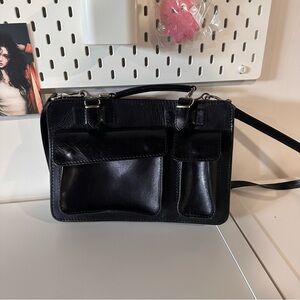 Vintage Black Leather Shoulder Bag